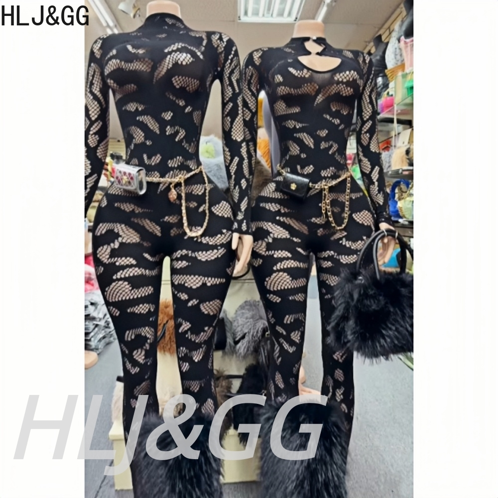 Women'S Formal Wear Jumpsuit - HLJ&GG Sexy Spitzen-Overall mit Durchsichteffekt, figurbetont,