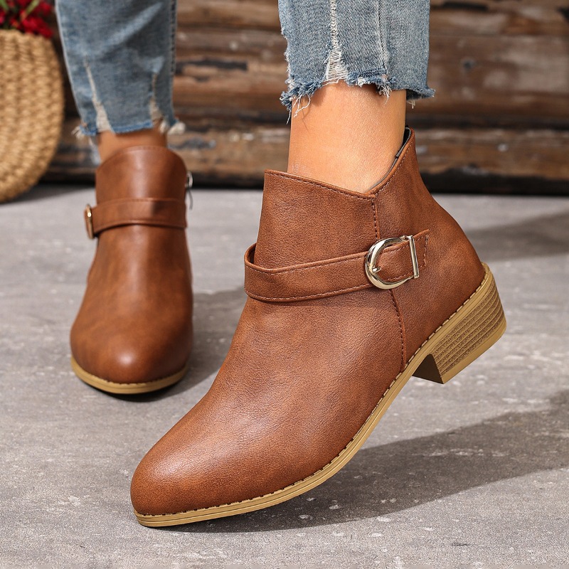 Women Formal Wear Heels - Damen Herbst-Winter Stiefeletten mit Seitenreißverschluss, Blockabsatz,