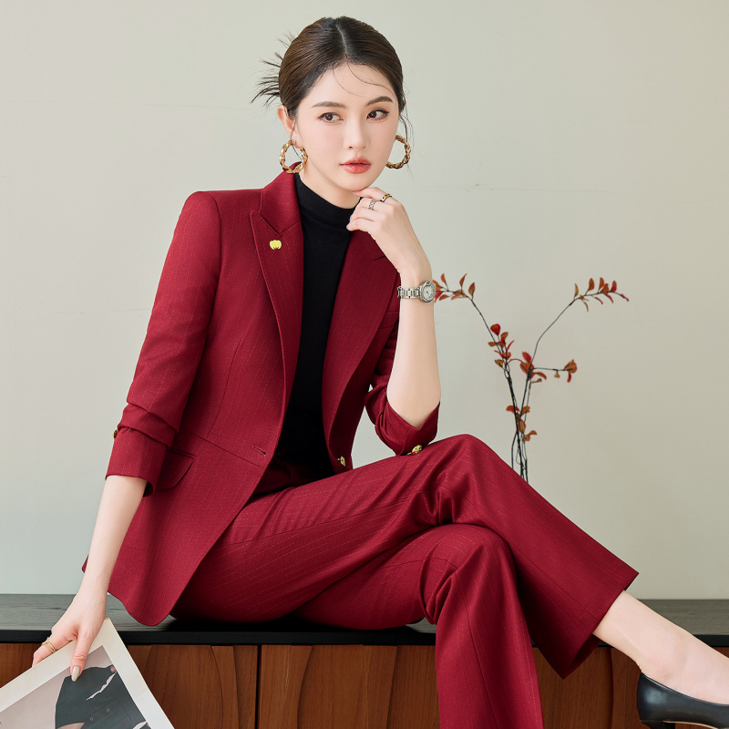 Women Formal Wear Business - Rotes Anzugset für Damen, hochwertiges Herbst-