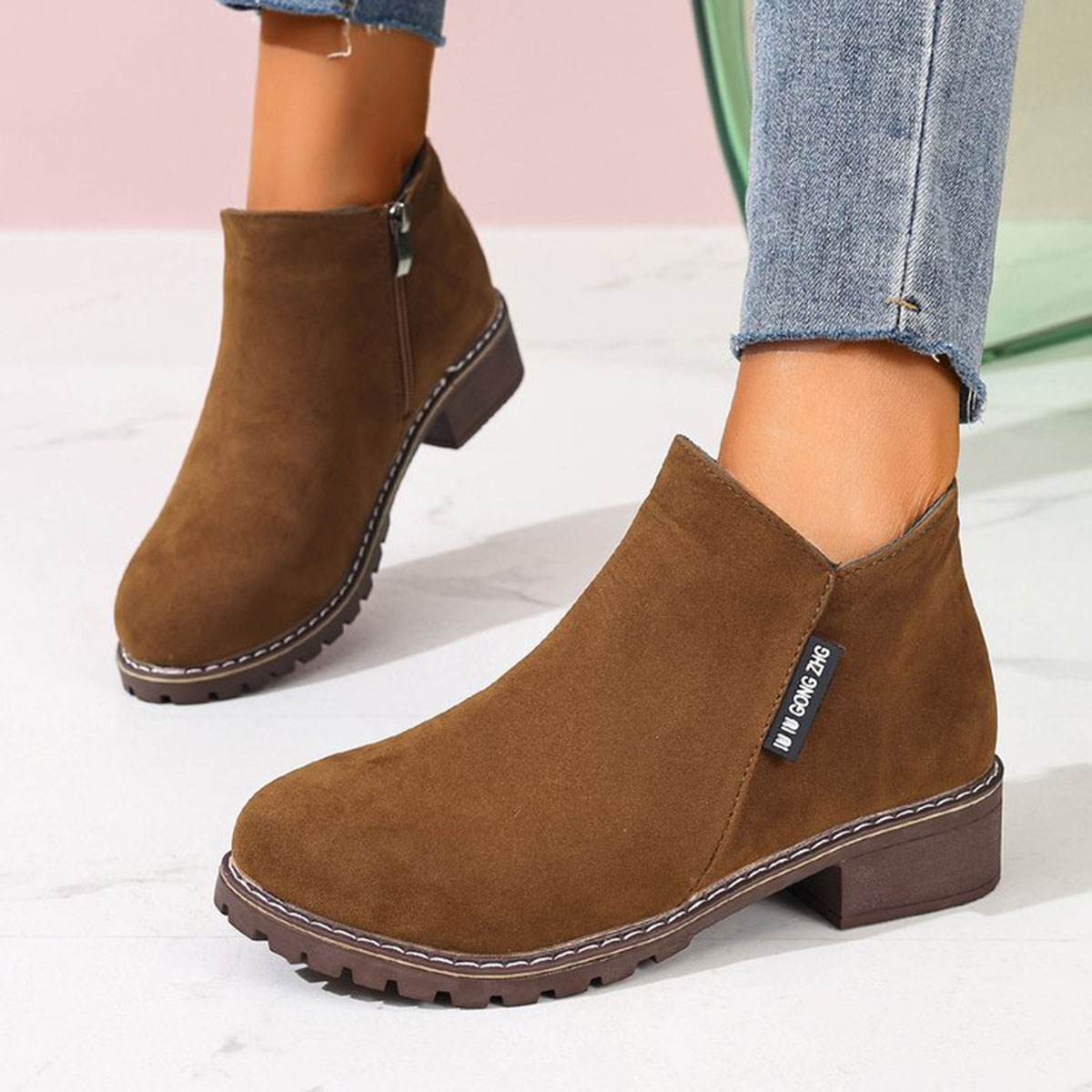 Women Formal Wear Heels - Damen Herbst Winter Stiefeletten mit Seitenreißverschluss