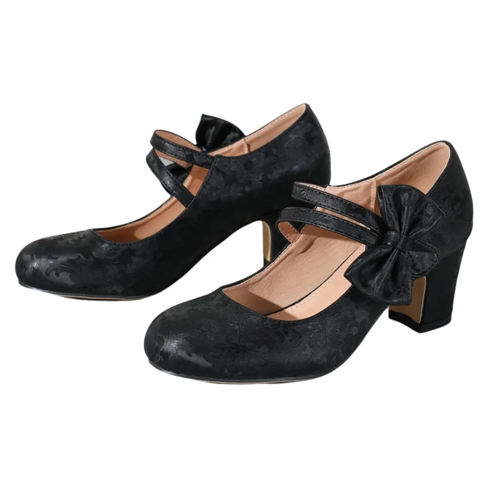Women Formal Wear Heels - Große Damenschuhe mit Schleife, Mary Jane,