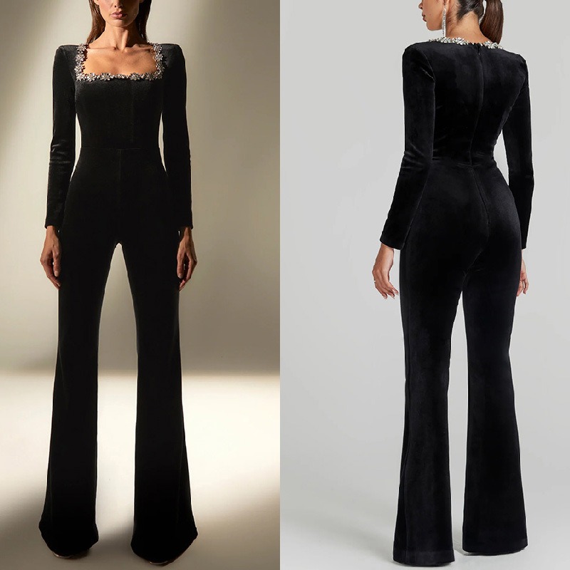 Women'S Formal Wear Jumpsuit - 2026 Eleganter Damen-Samt-Korsett-Jumpsuit Einteiler Sexy Schicker