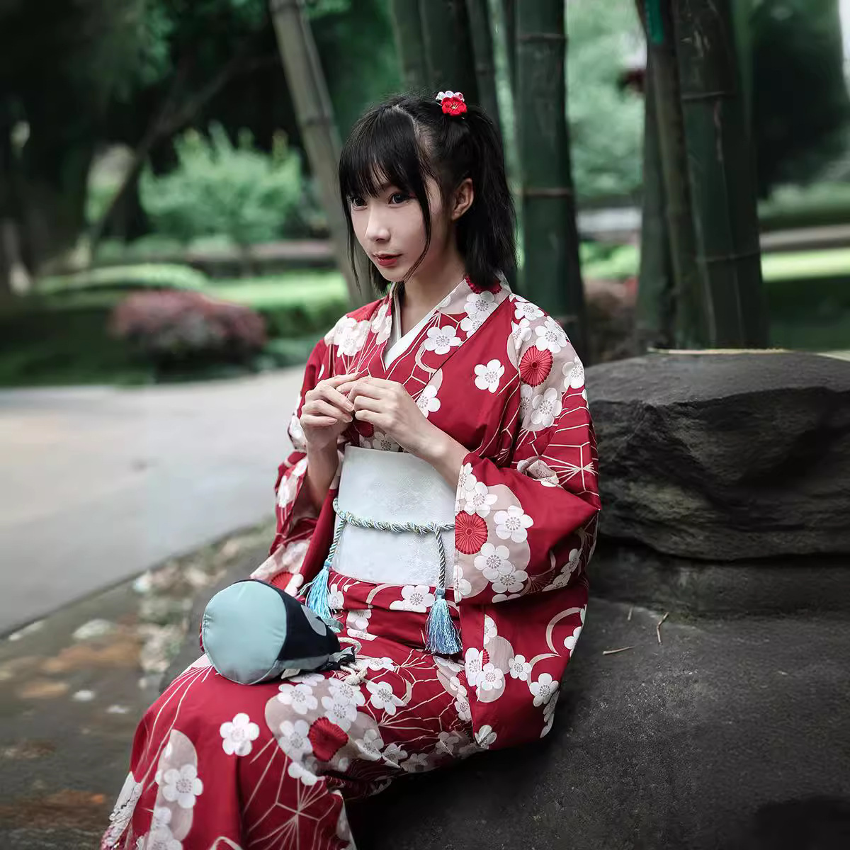 Women'S Red Formal Wear - Roter japanischer Yukata-Kimono für Damen, modifizierte