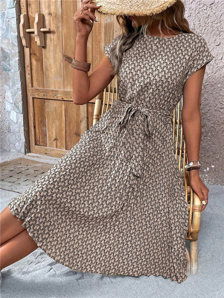 Women Formal Wear Zara - Msfilia Sommerdruck, plissiert, A-Linie, langes Kleid,