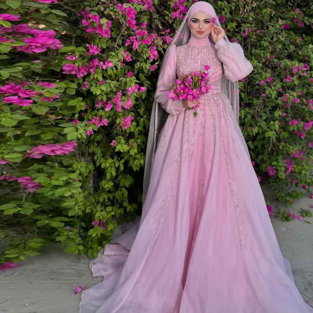 Women Formal Wear Hijab - Maßgeschneidertes Luxus-Abiye-Abendkleid 2025, Perlen-Pailletten-Hijab-Kleider mit langen