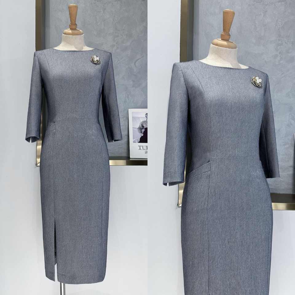Women Formal Wear For Conference - Elegantes graues Peplum-Anzug-Set für Damen, Rundhals-Blazer,